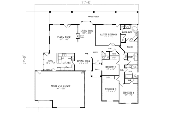 Floor Plan - Main Floor for Mediterranean House Plan #1-632 - 4 bed, 2.5 bath