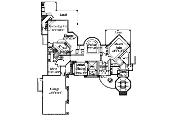 Floor Plan - Main Floor for Mediterranean House Plan #115-110 - 4 bed, 6 bath