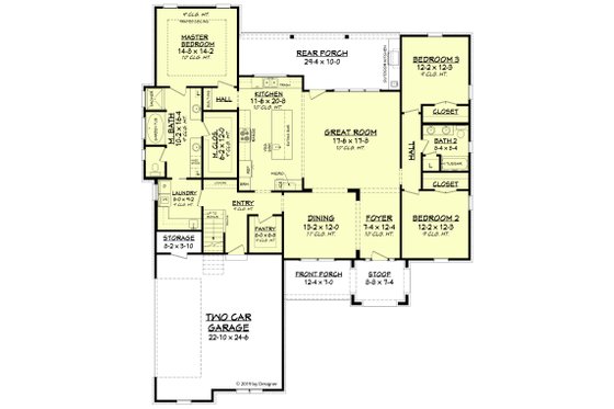 Floor Plan - Main Floor for Farmhouse House Plan #430-189 - 3 bed, 2 bath