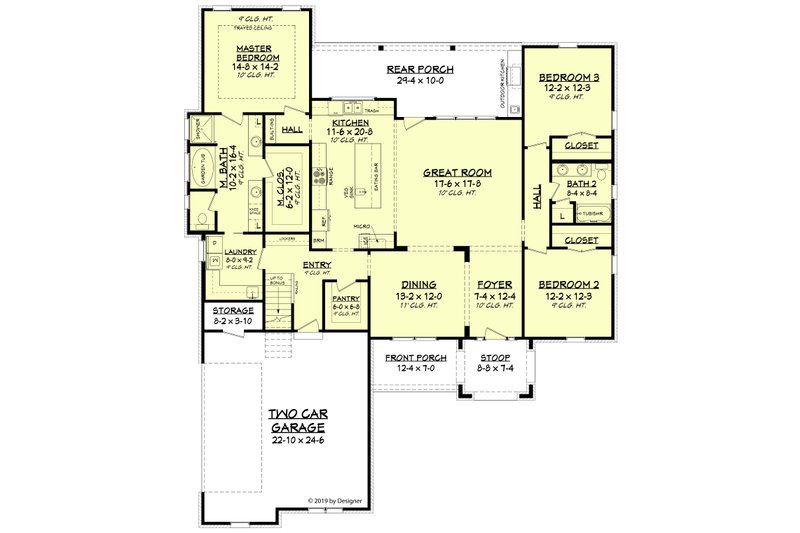 Home Plan - Floor Plan - Main Floor for Farmhouse House Plan #430-189 - 3 bed, 2 bath