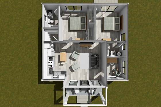Floor Plan - Main Floor 1 for Modern House Plan #513-2330 - 2 bed, 2 bath