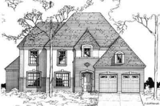 Exterior - Front Elevation for European House Plan #141-129 - 3 bed, 3 bath
