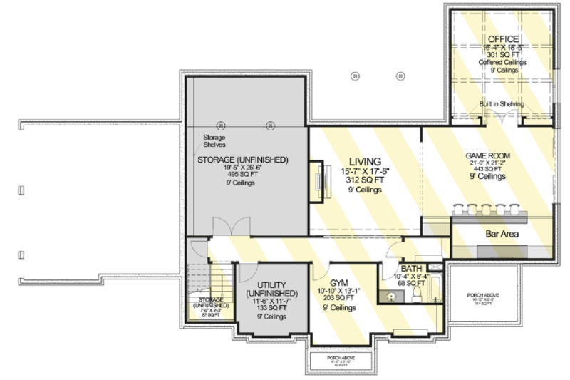 Architectural House Design - Floor Plan - Lower Floor for Tudor House Plan #1116-11 - 5 bed, 3.5 bath