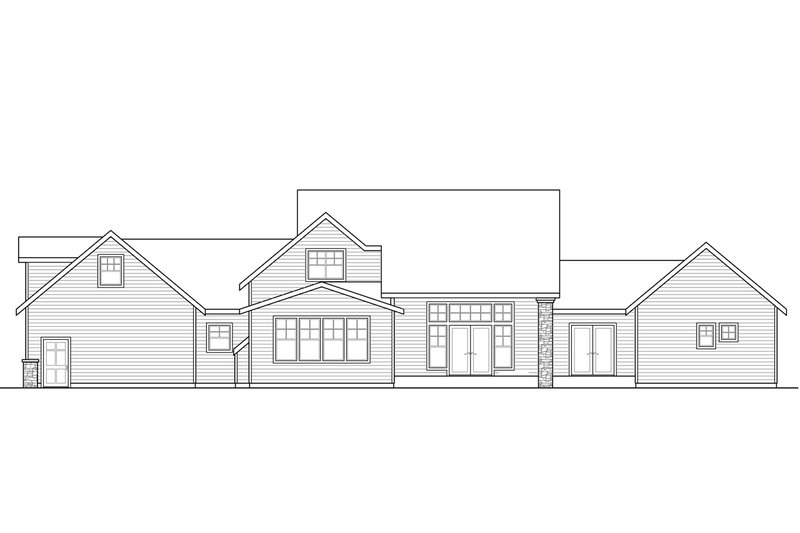 Architectural House Design - Exterior - Rear Elevation for European House Plan #124-1057 - 4 bed, 3.5 bath