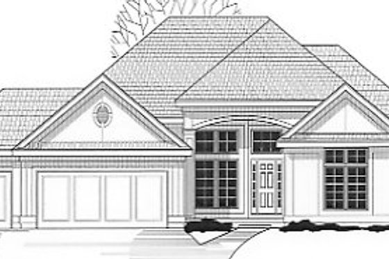 Exterior - Front Elevation for European House Plan #67-347 - 4 bed, 4 bath