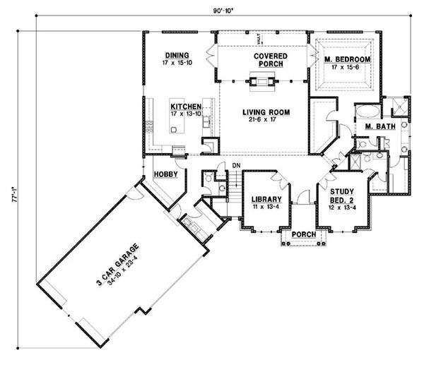 European Floor Plan - Main Floor Plan #67-888