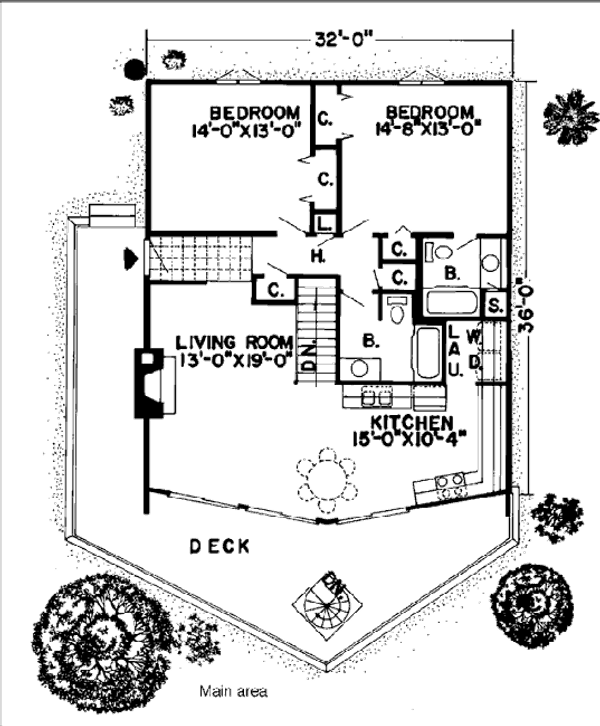 Floor Plan - Main Floor for Bungalow House Plan #312-760 - 3 bed, 2.5 bath