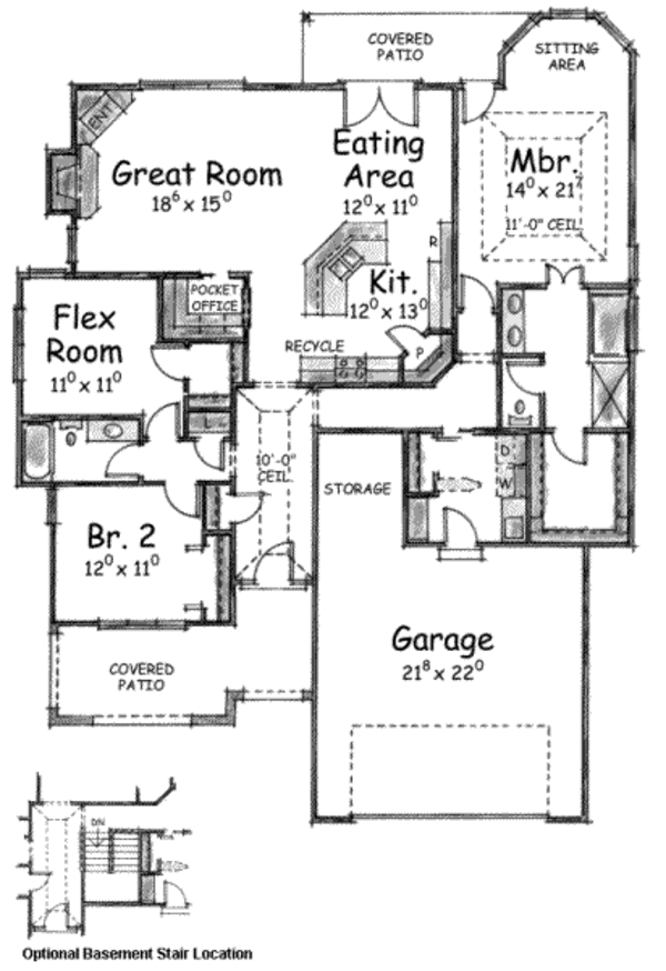 House Blueprint - Mediterranean Floor Plan - Main Floor Plan #20-1608