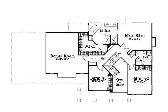 Floor Plan - Upper Floor for Craftsman House Plan #78-218 - 3 bed, 3 bath