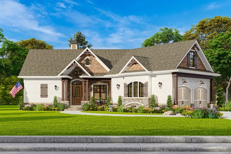 Architectural House Design - Exterior - Front Elevation 4 for Ranch House Plan #54-464 - 3 bed, 2 bath