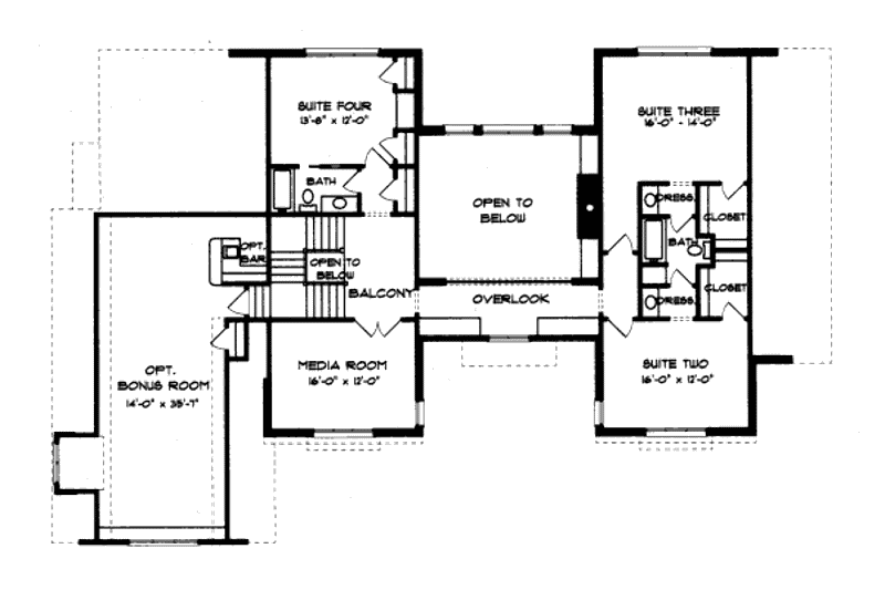 House Blueprint - Floor Plan - Upper Floor for European House Plan #413-821 - 5 bed, 4 bath