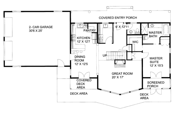 Floor Plan - Main Floor for Cabin House Plan #117-766 - 3 bed, 2.5 bath