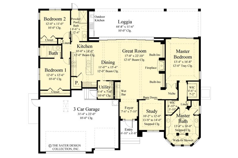 House Design - Floor Plan - Main Floor for Contemporary House Plan #930-550 - 3 bed, 3 bath