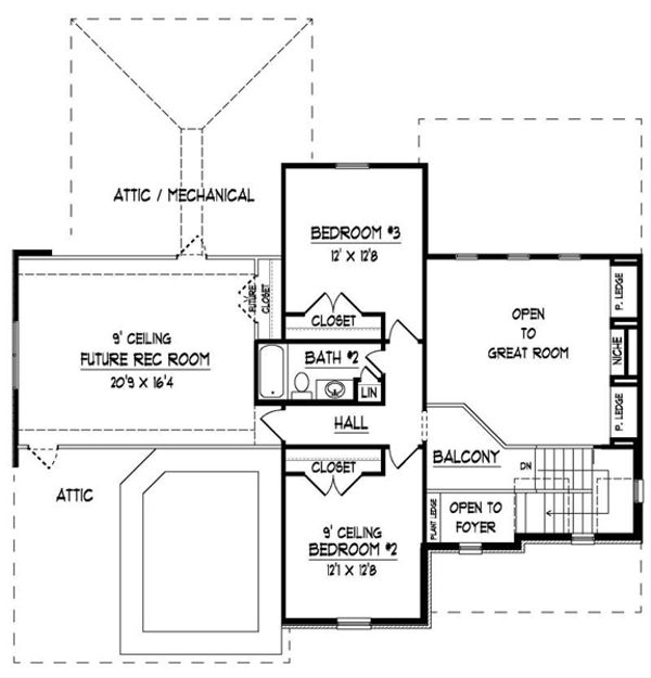 Traditional Floor Plan - Upper Floor Plan #424-281