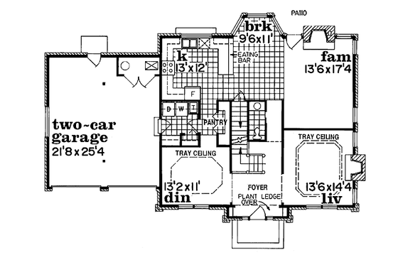 Floor Plan - Main Floor for European House Plan #47-296 - 3 bed, 2.5 bath