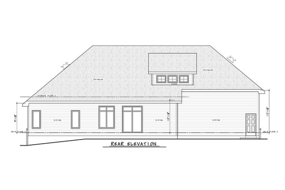 Exterior - Rear Elevation for Craftsman House Plan #20-2576 - 2 bed, 2 bath
