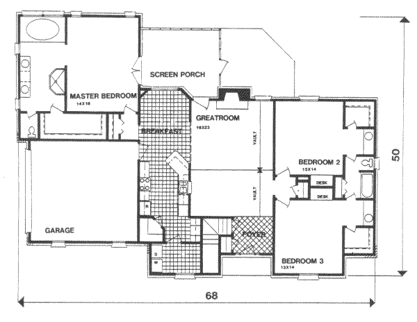 Architectural House Design - Traditional Floor Plan - Main Floor Plan #30-172