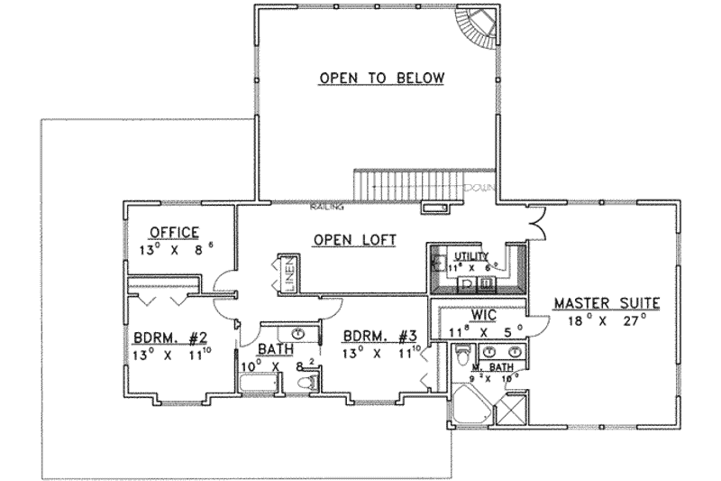 Architectural House Design - Floor Plan - Upper Floor for Modern House Plan #117-372 - 3 bed, 2.5 bath