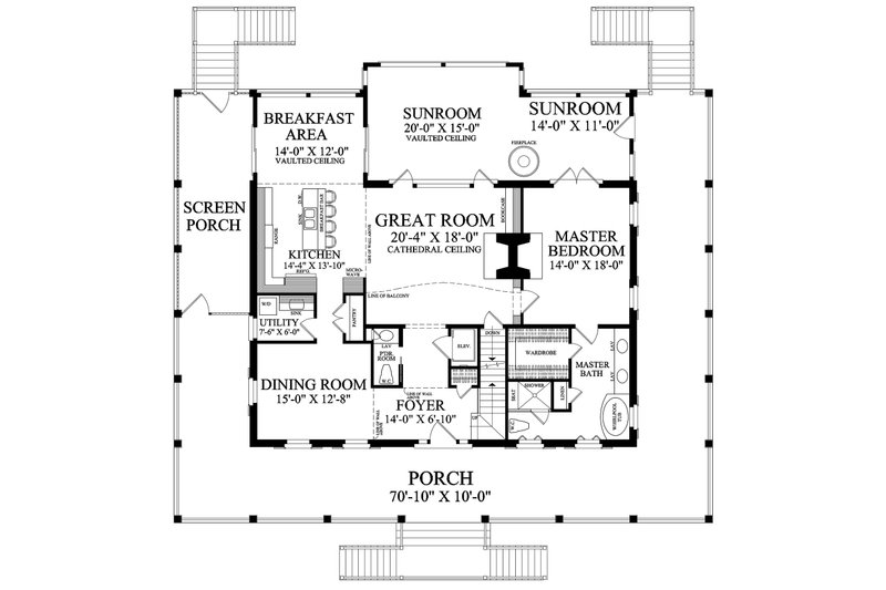 House Blueprint - Floor Plan - Main Floor for Cottage House Plan #137-384 - 3 bed, 3 bath