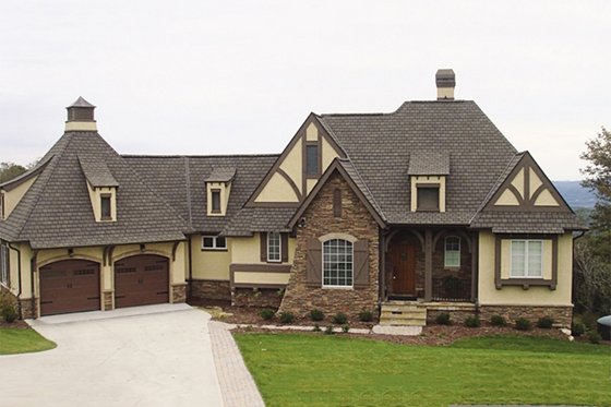Exterior - Front Elevation for European House Plan #453-57 - 3 bed, 3.5 bath
