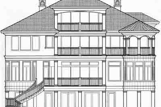 Exterior - Rear Elevation for Mediterranean House Plan #27-317 - 4 bed, 6.5 bath