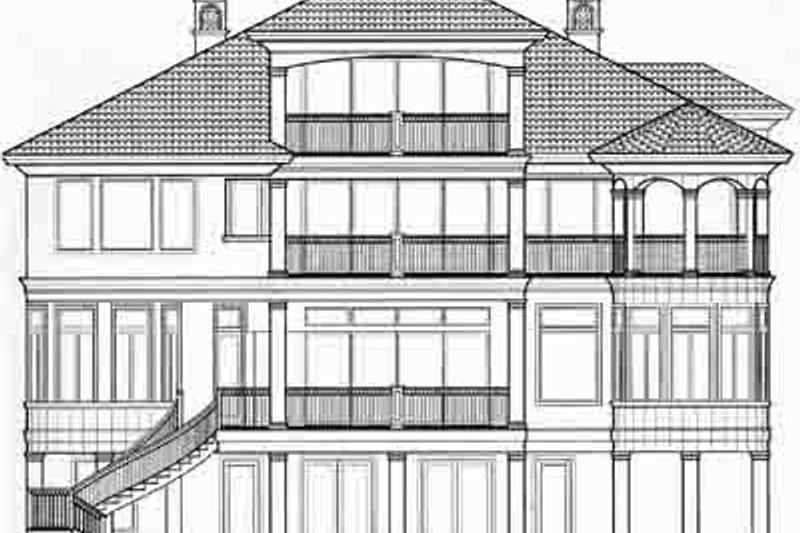 Architectural House Design - Exterior - Rear Elevation for Mediterranean House Plan #27-317 - 4 bed, 6.5 bath