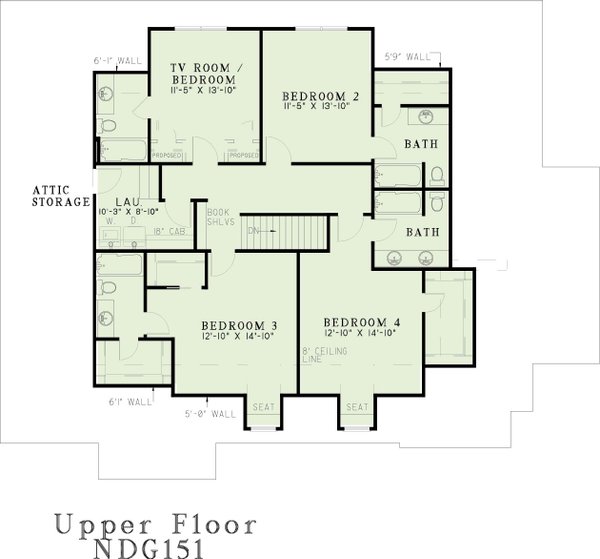 House Blueprint - European Floor Plan - Upper Floor Plan #17-228