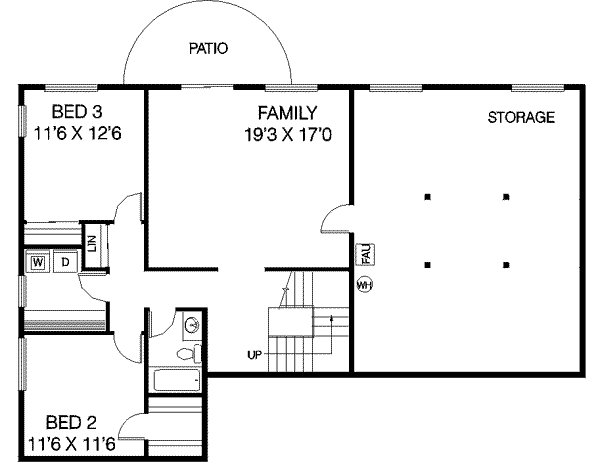Ranch Floor Plan - Lower Floor Plan #60-330