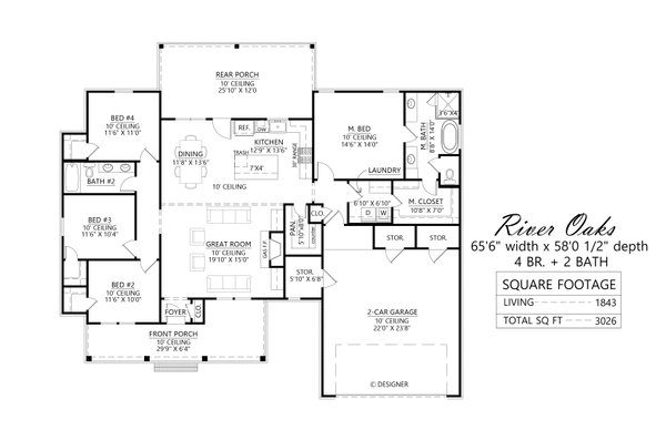 Dream House Plan - Farmhouse Floor Plan - Main Floor Plan #1074-72
