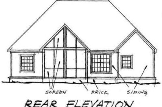 Exterior - Rear Elevation for Traditional House Plan #20-1360 - 3 bed, 2 bath