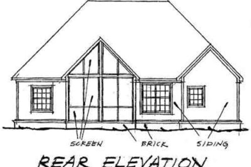 Architectural House Design - Exterior - Rear Elevation for Traditional House Plan #20-1360 - 3 bed, 2 bath
