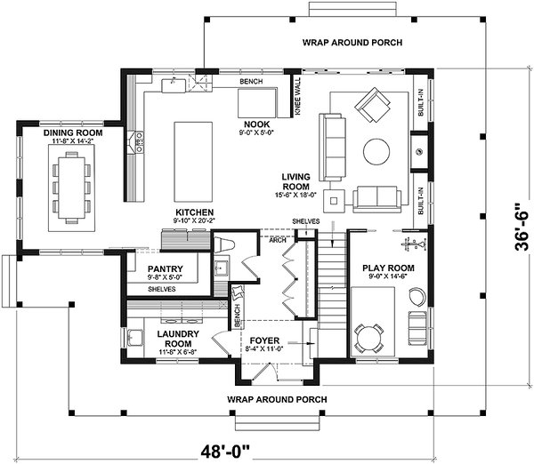 Farmhouse Floor Plan - Main Floor Plan #23-2792