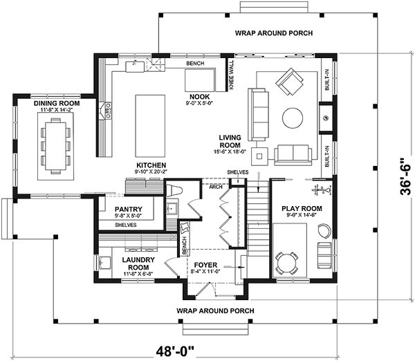 Dream House Plan - Farmhouse Floor Plan - Main Floor Plan #23-2792