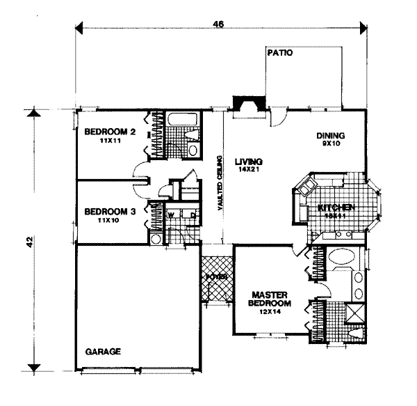House Blueprint - Traditional Floor Plan - Main Floor Plan #56-109