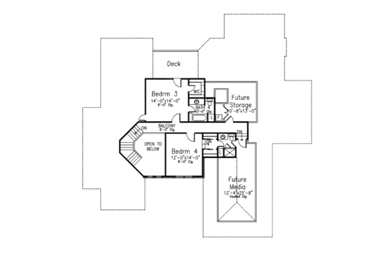 Floor Plan - Upper Floor for Modern House Plan #52-231 - 4 bed, 4.5 bath