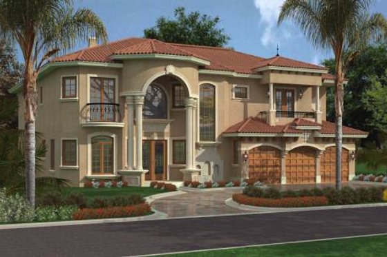 Exterior - Front Elevation for Mediterranean House Plan #420-178 - 5 bed, 6.5 bath