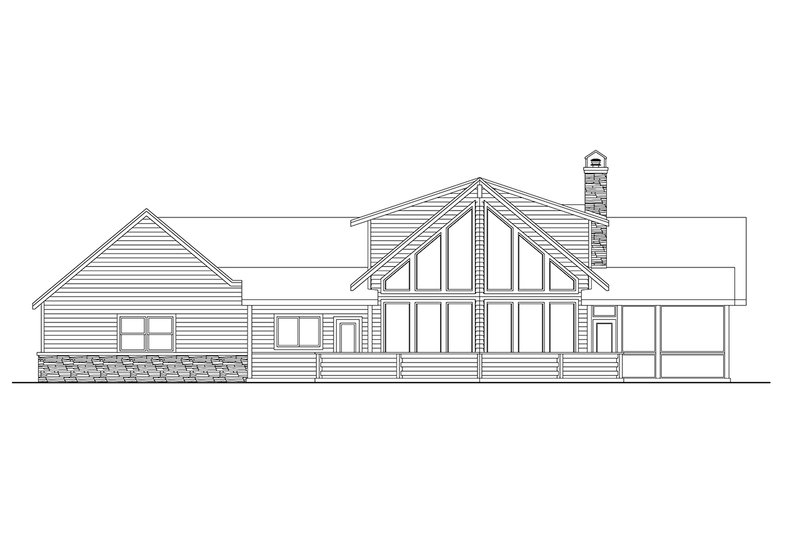 Architectural House Design - Exterior - Rear Elevation 1 for Craftsman House Plan #124-1370 - 3 bed, 2.5 bath