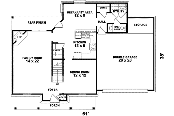Floor Plan - Main Floor for Farmhouse House Plan #81-675 - 3 bed, 2.5 bath