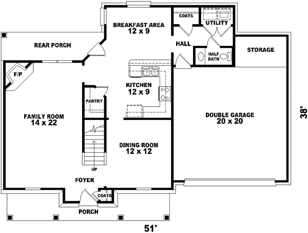 Floor Plan - Main Floor for Farmhouse House Plan #81-675 - 3 bed, 2.5 bath