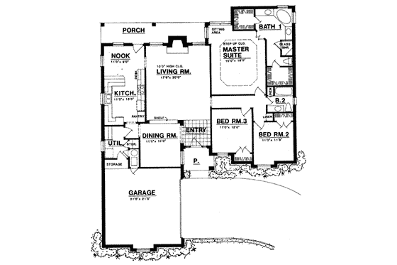 Floor Plan - Main Floor for European House Plan #40-247 - 3 bed, 2 bath