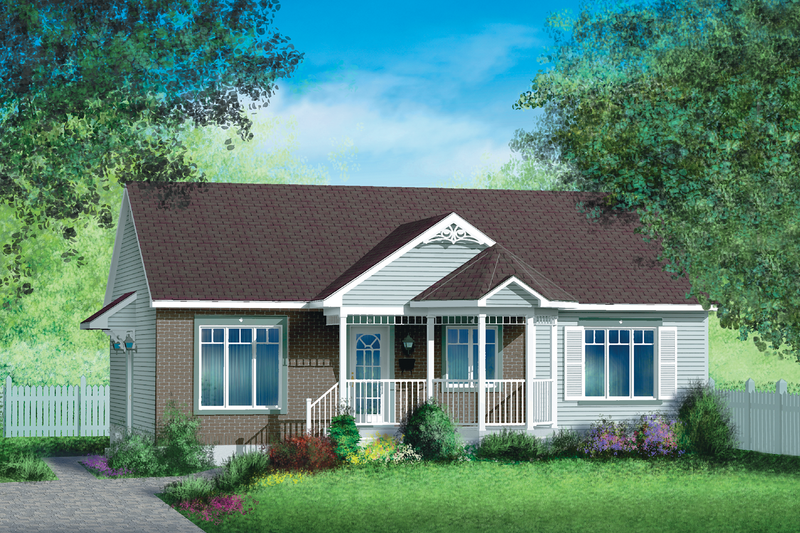 Cottage Style House Plan - 3 Beds 1 Baths 1102 Sq/Ft Plan #25-172