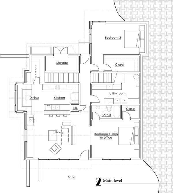 Craftsman Floor Plan - Main Floor Plan #902-2