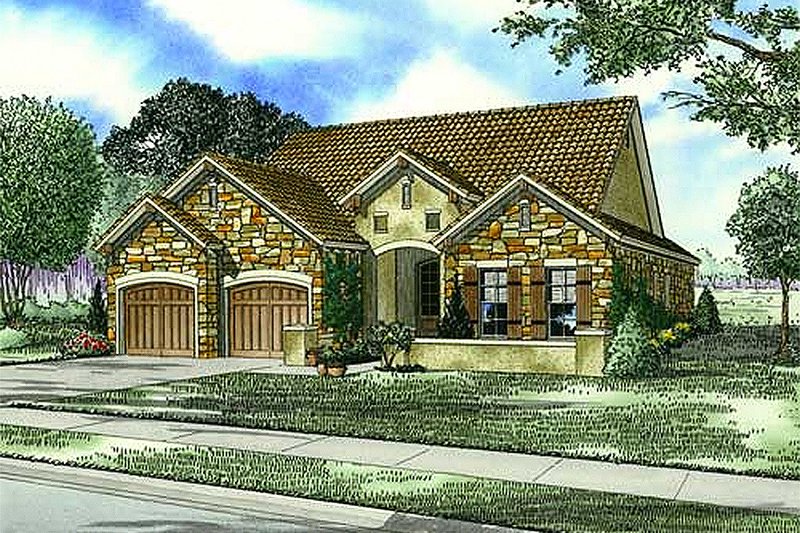 House Blueprint - European Exterior - Front Elevation Plan #17-110