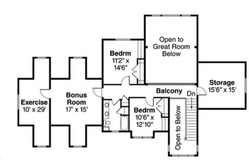 House Blueprint - Floor Plan - Upper Floor for Craftsman House Plan #124-823 - 3 bed, 2.5 bath