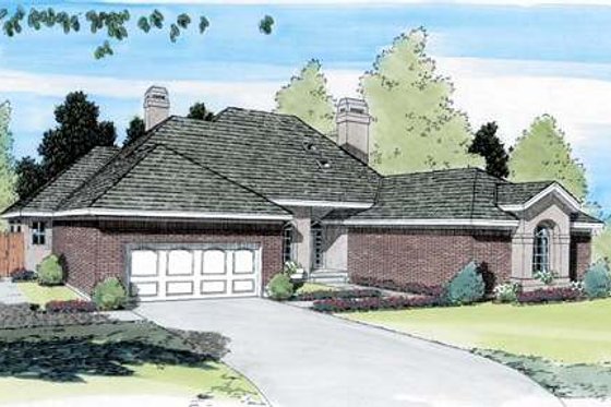 Exterior - Front Elevation for European House Plan #312-595 - 3 bed, 2.5 bath