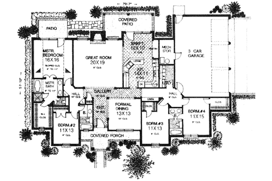 Floor Plan - Main Floor for Colonial House Plan #310-823 - 4 bed, 3 bath