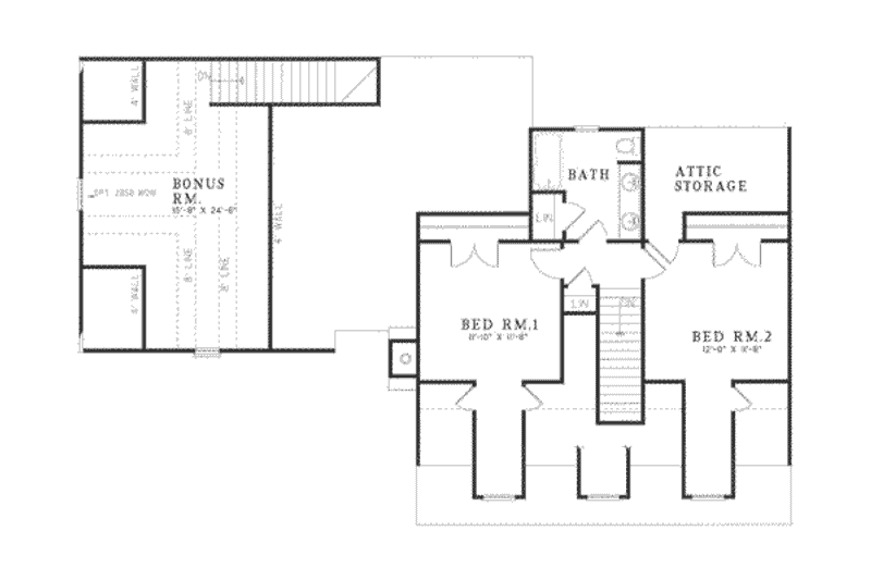 House Blueprint - Floor Plan - Upper Floor for Traditional House Plan #17-142 - 3 bed, 2 bath