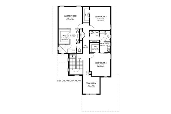 Floor Plan - Upper Floor for Mediterranean House Plan #1058-172 - 4 bed, 4 bath