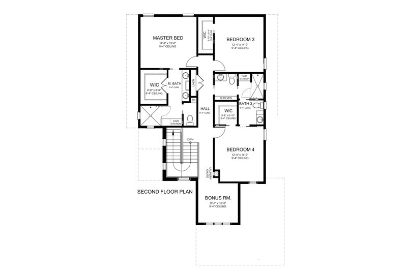 House Plan Design - Floor Plan - Upper Floor for Mediterranean House Plan #1058-172 - 4 bed, 4 bath