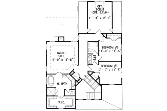 Floor Plan - Upper Floor for Cottage House Plan #54-117 - 4 bed, 2.5 bath